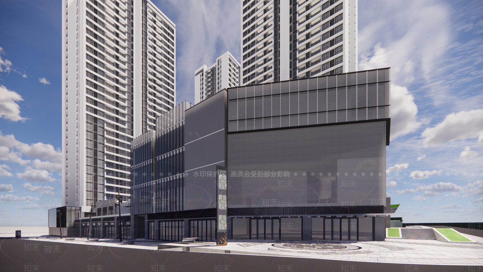 现代小区建筑SU模型下载【ID:1195892419】