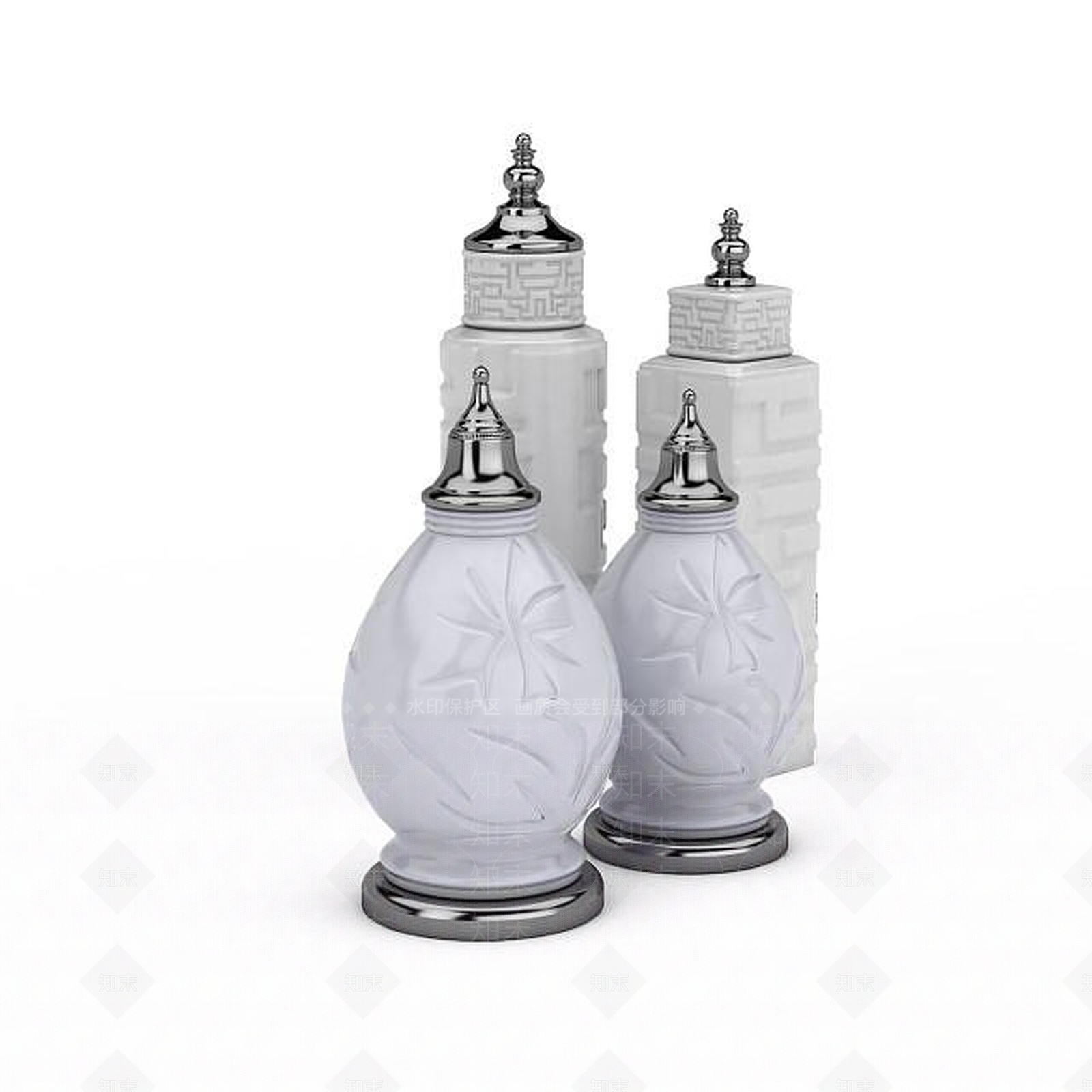 现代白色瓷器摆设品3D模型下载【ID:1195893188】