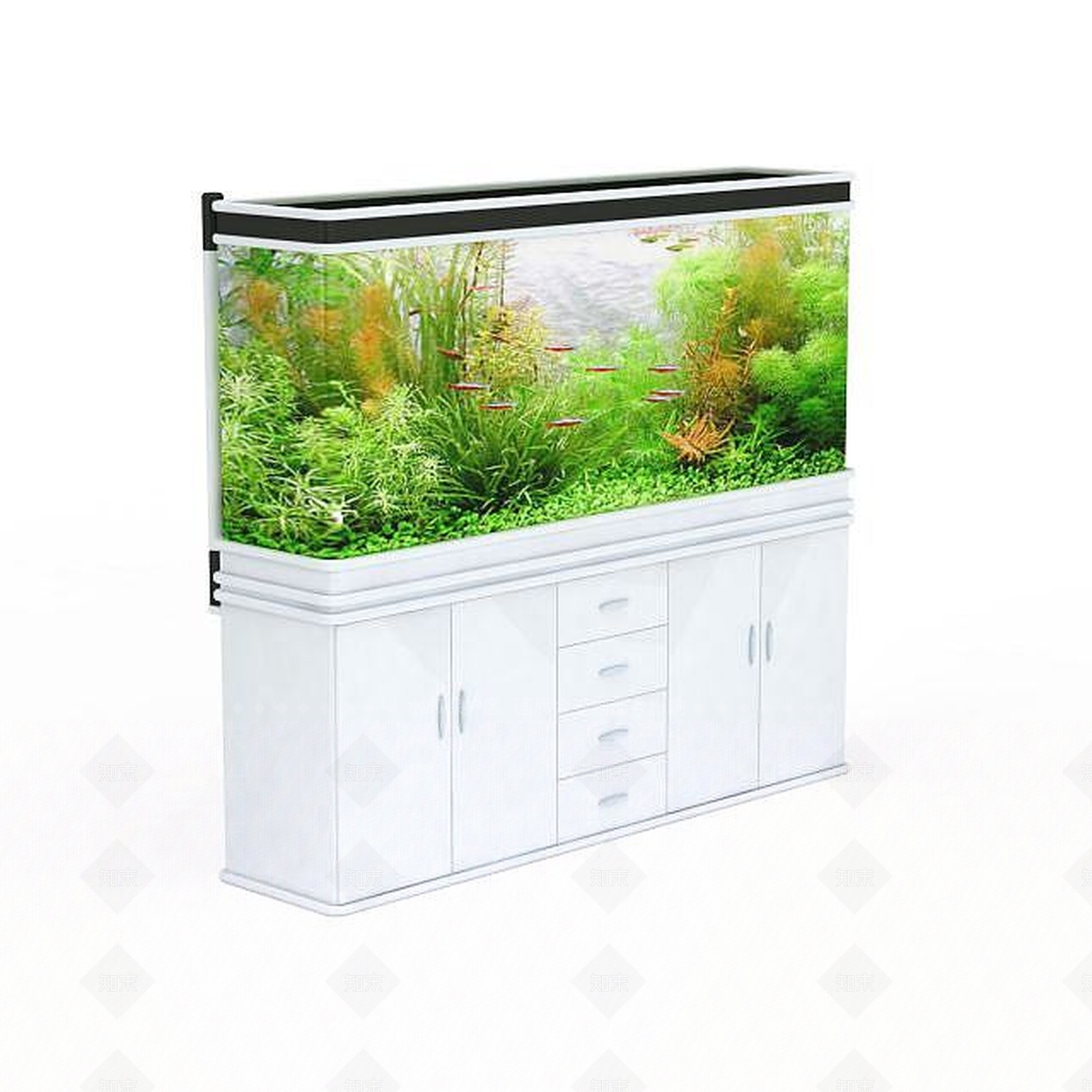 现代水族箱摆设品3D模型下载【ID:1195893383】
