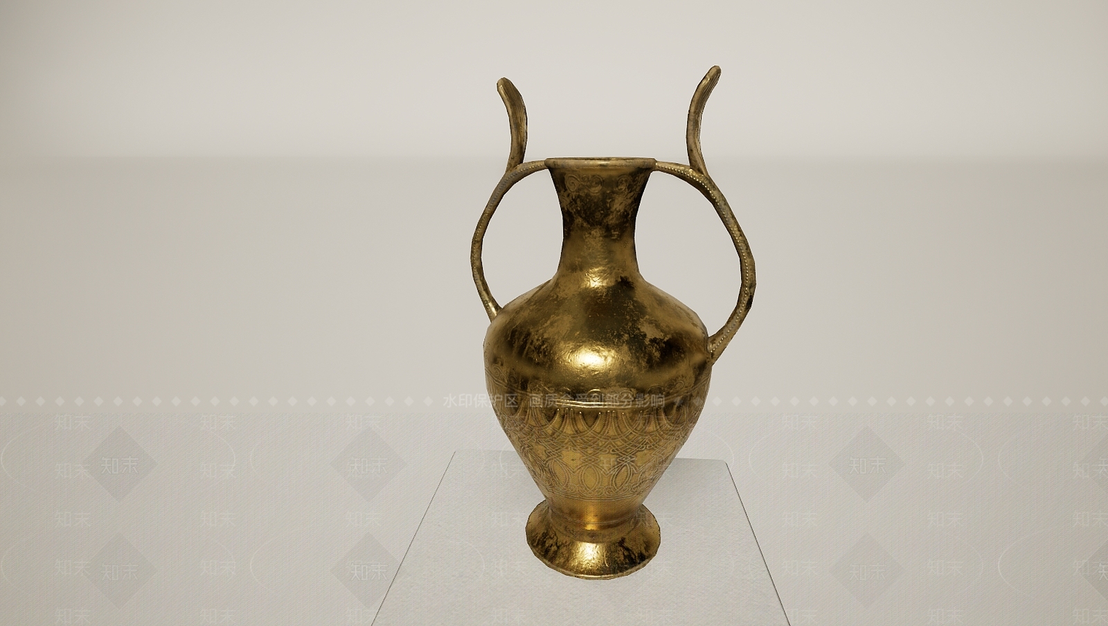 现代文物金铜器花瓶摆件3D模型下载【ID:1195895157】