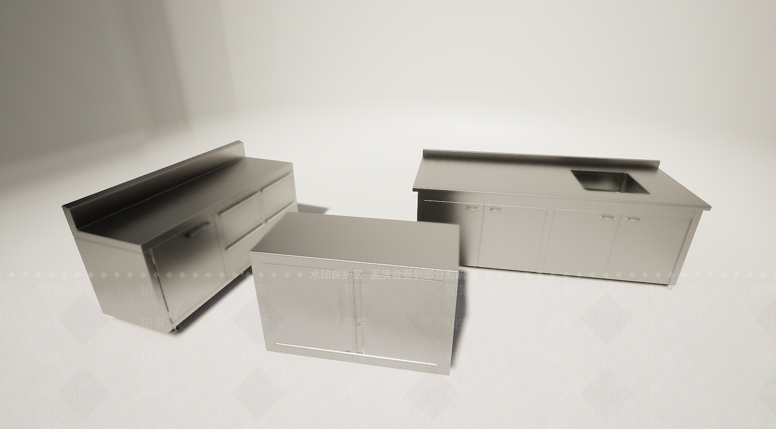现代不锈钢厨房工作台3D模型下载【ID:1195895295】