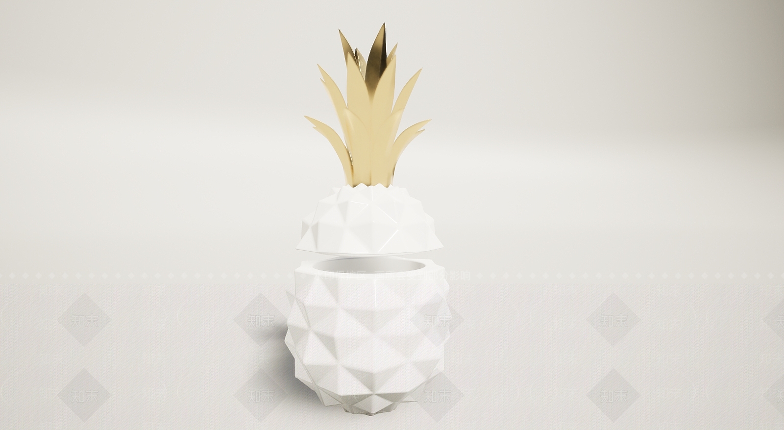 现代白色菠萝储物罐摆件3D模型下载【ID:1195895504】