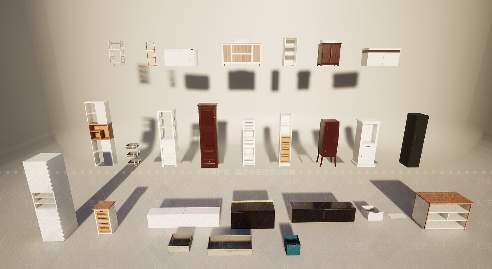 现代各种柜子组合3D模型下载【ID:1195895740】