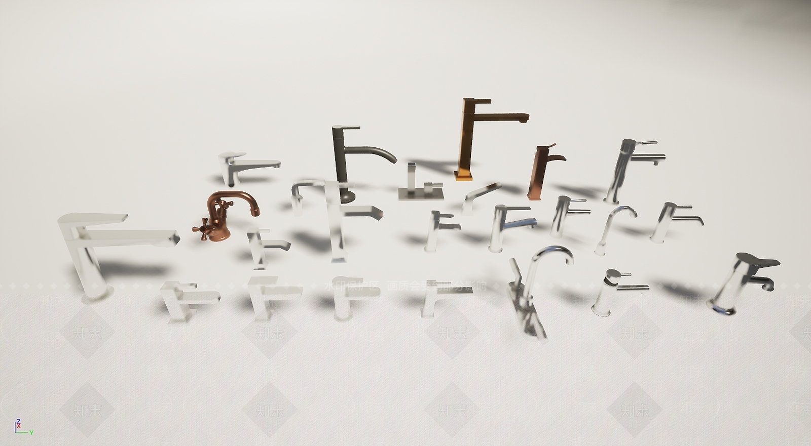 现代各种水龙头组合3D模型下载【ID:1195895873】
