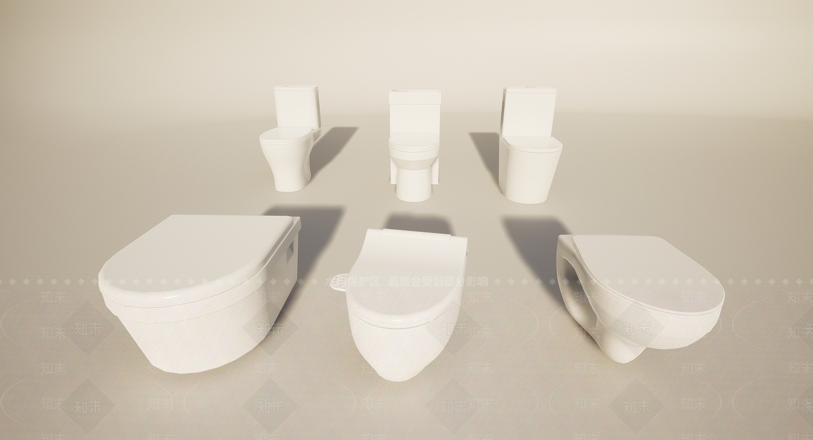 现代马桶坐便器组合3D模型下载【ID:1195895877】