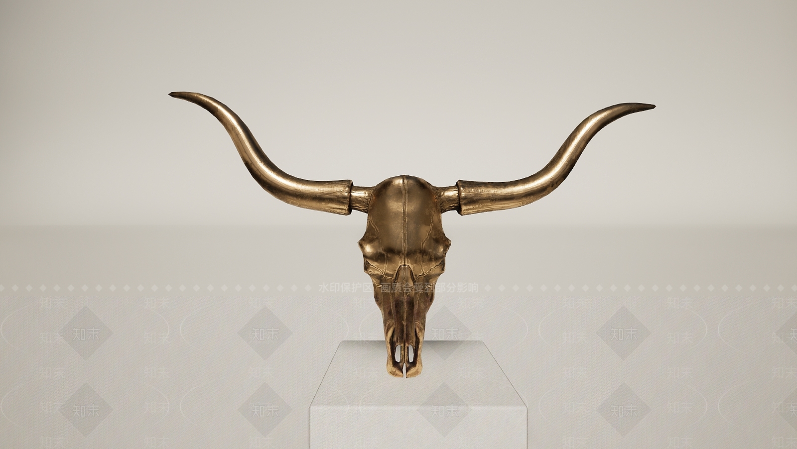 现代金铜器动物犄角摆件3D模型下载【ID:1195895936】