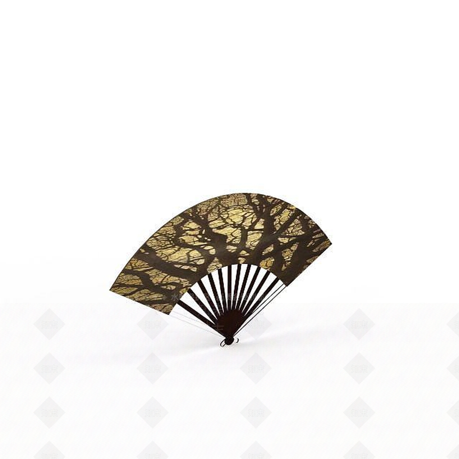 中式折扇3D模型下载【ID:1195896993】