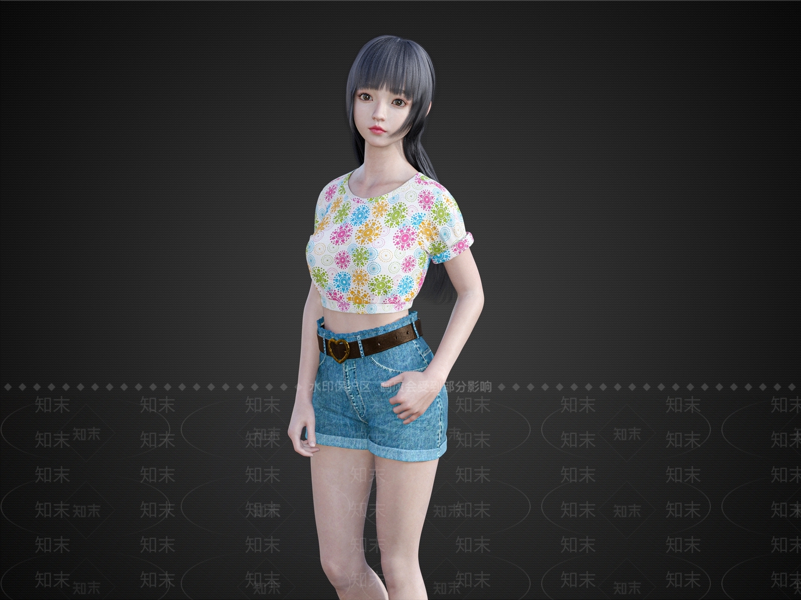 现代休闲短裤女生可爱女人3D模型下载【ID:1195900094】