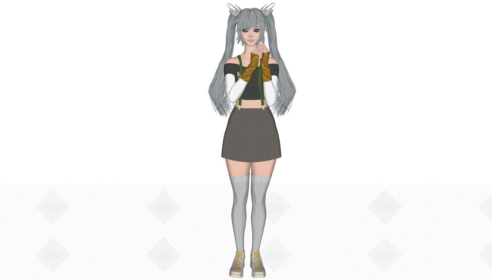 现代双马尾可爱女孩美女休闲装3D模型下载【ID:1195900398】
