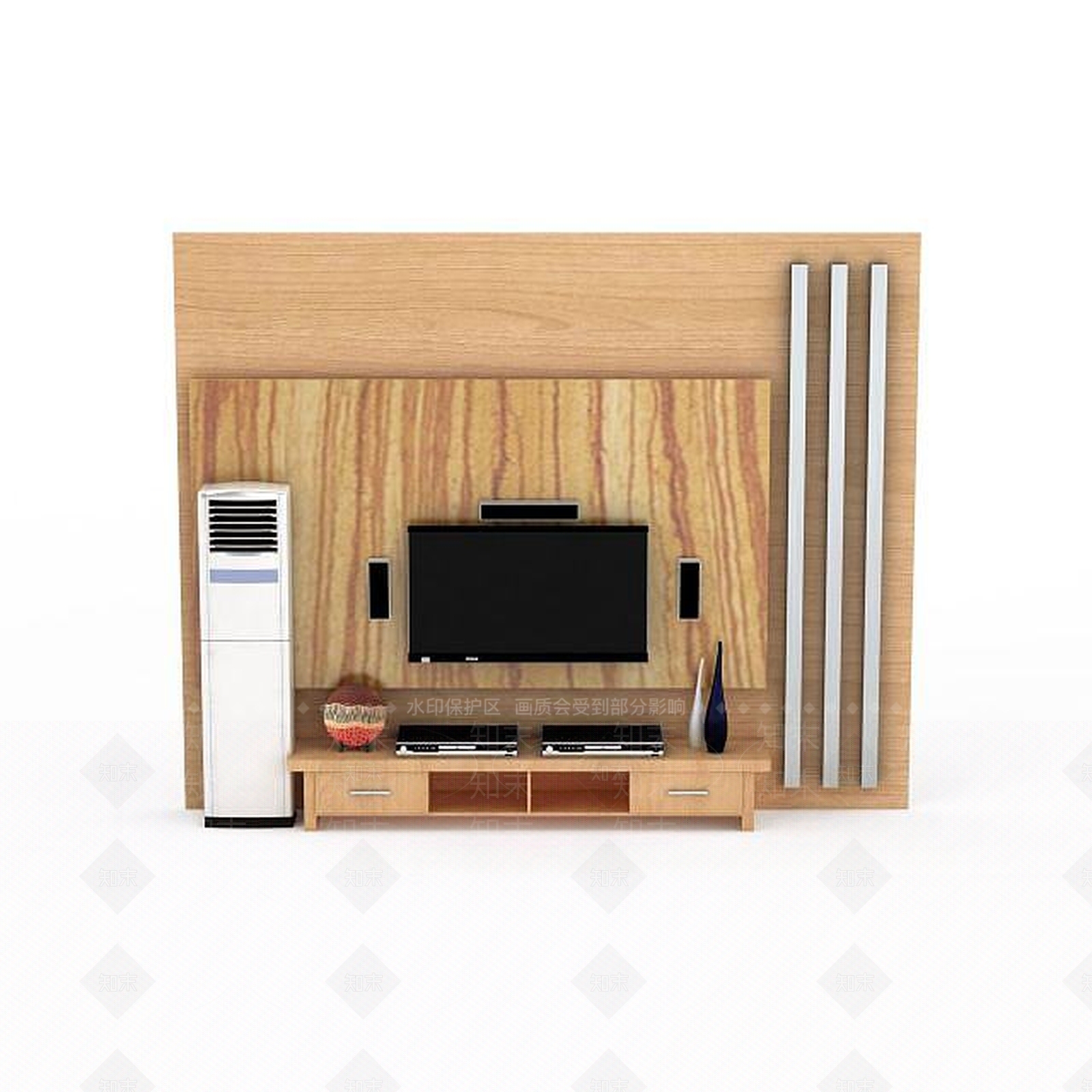 现代客厅电视墙3D模型下载【ID:1195901121】