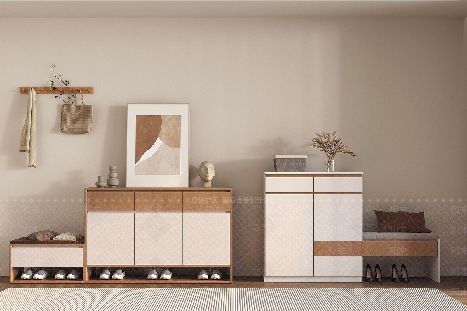 现代鞋柜SU模型下载【ID:1195902896】