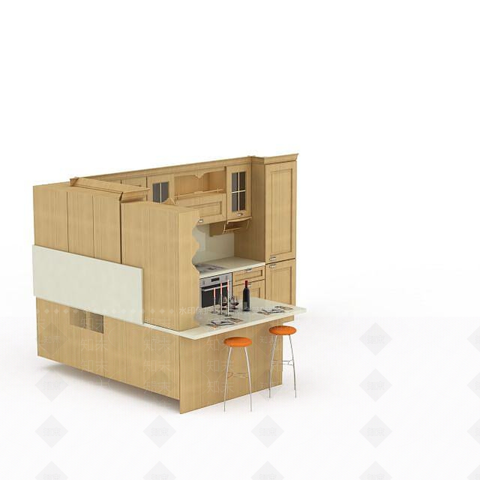 现代整体橱柜3D模型下载【ID:1195903863】
