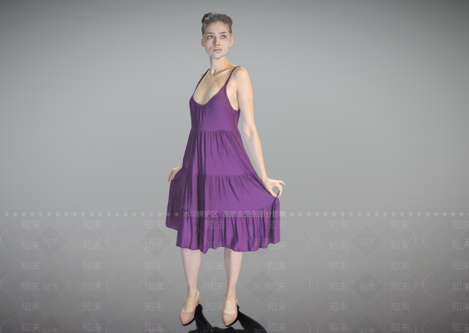 现代美女长裙少女女生3D模型下载【ID:1195904540】
