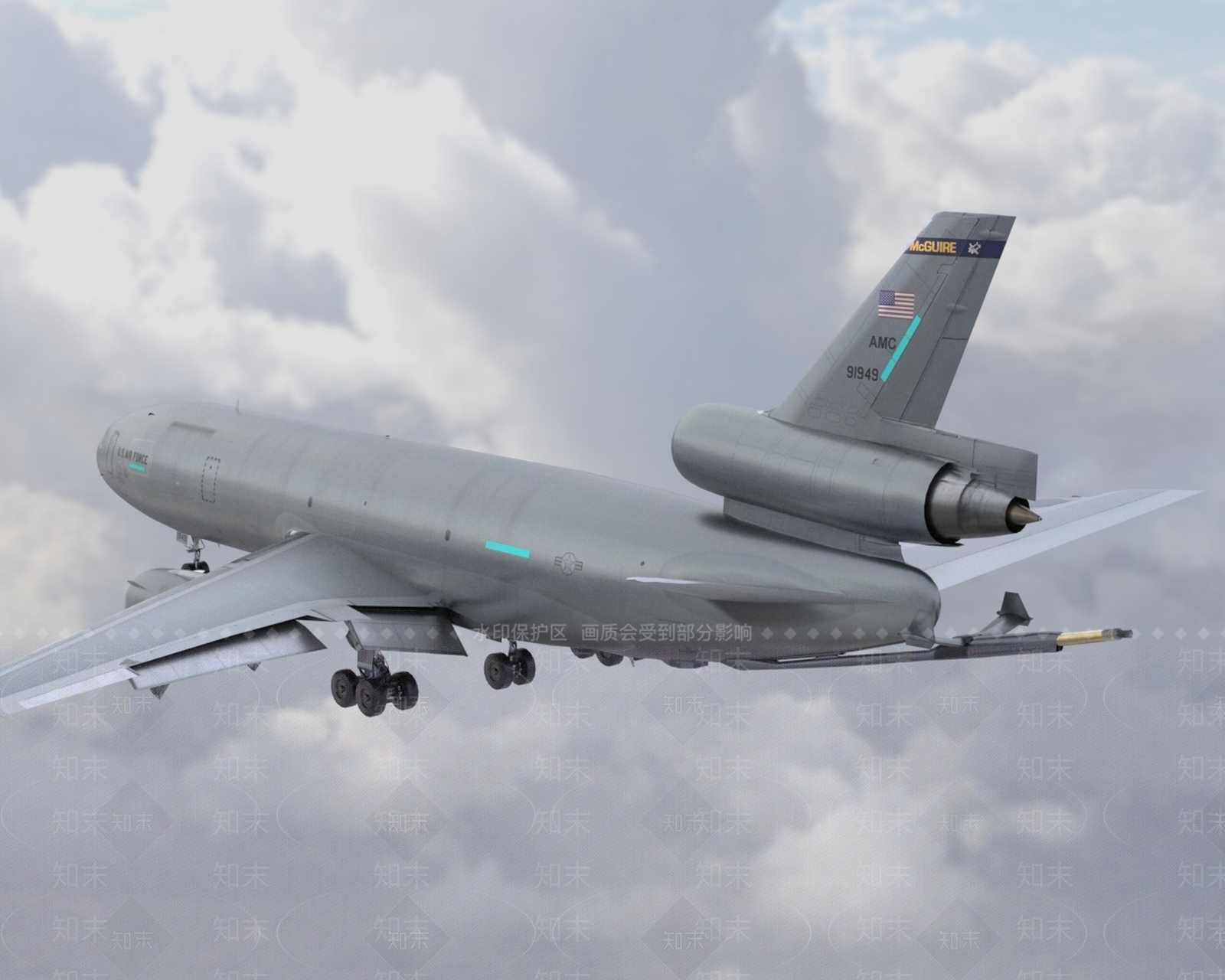 现代空中加油机低配版3D模型下载【ID:1195905683】