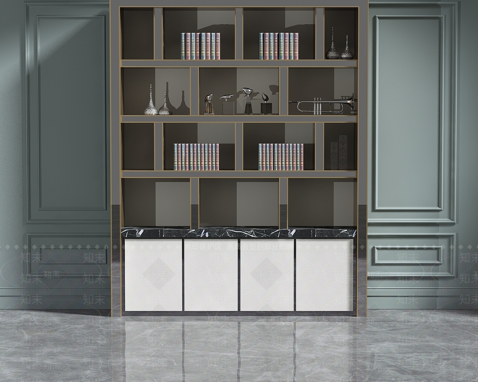 中式书柜3D模型下载【ID:1195906362】