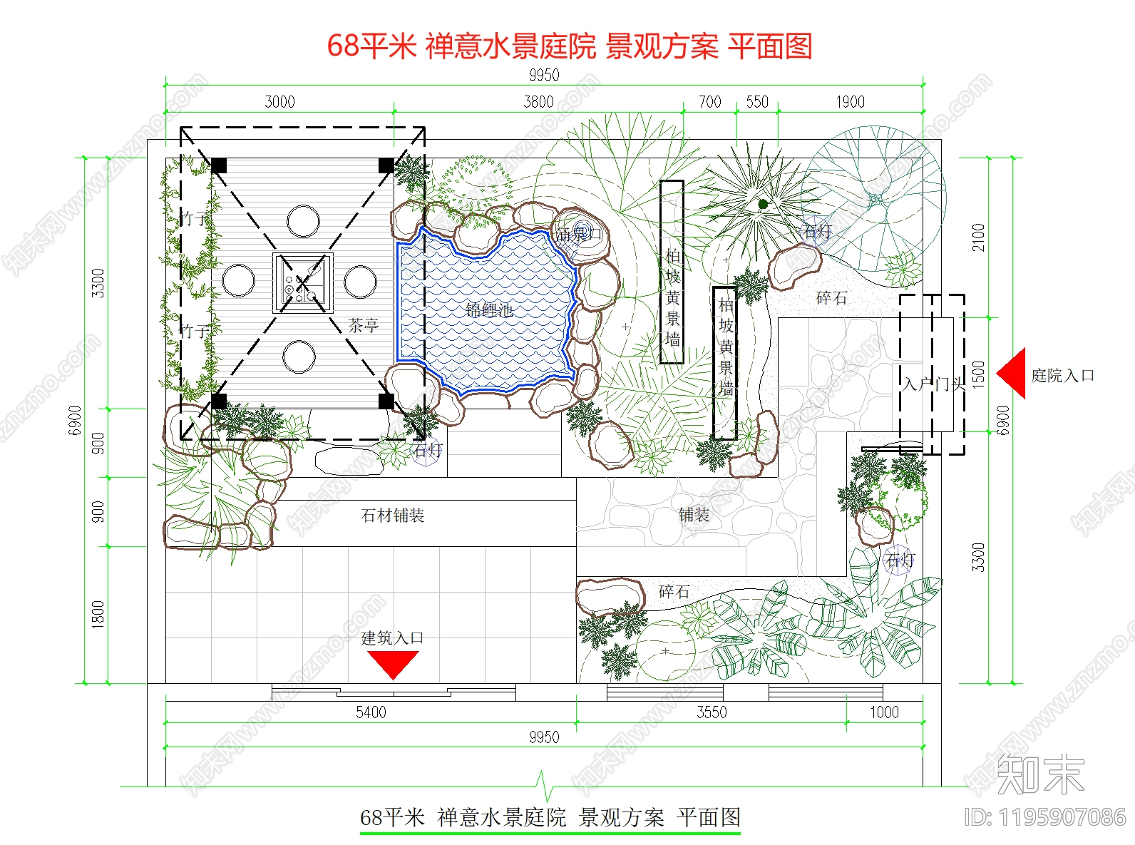 新中式禅意庭院施工图下载【ID:1195907086】