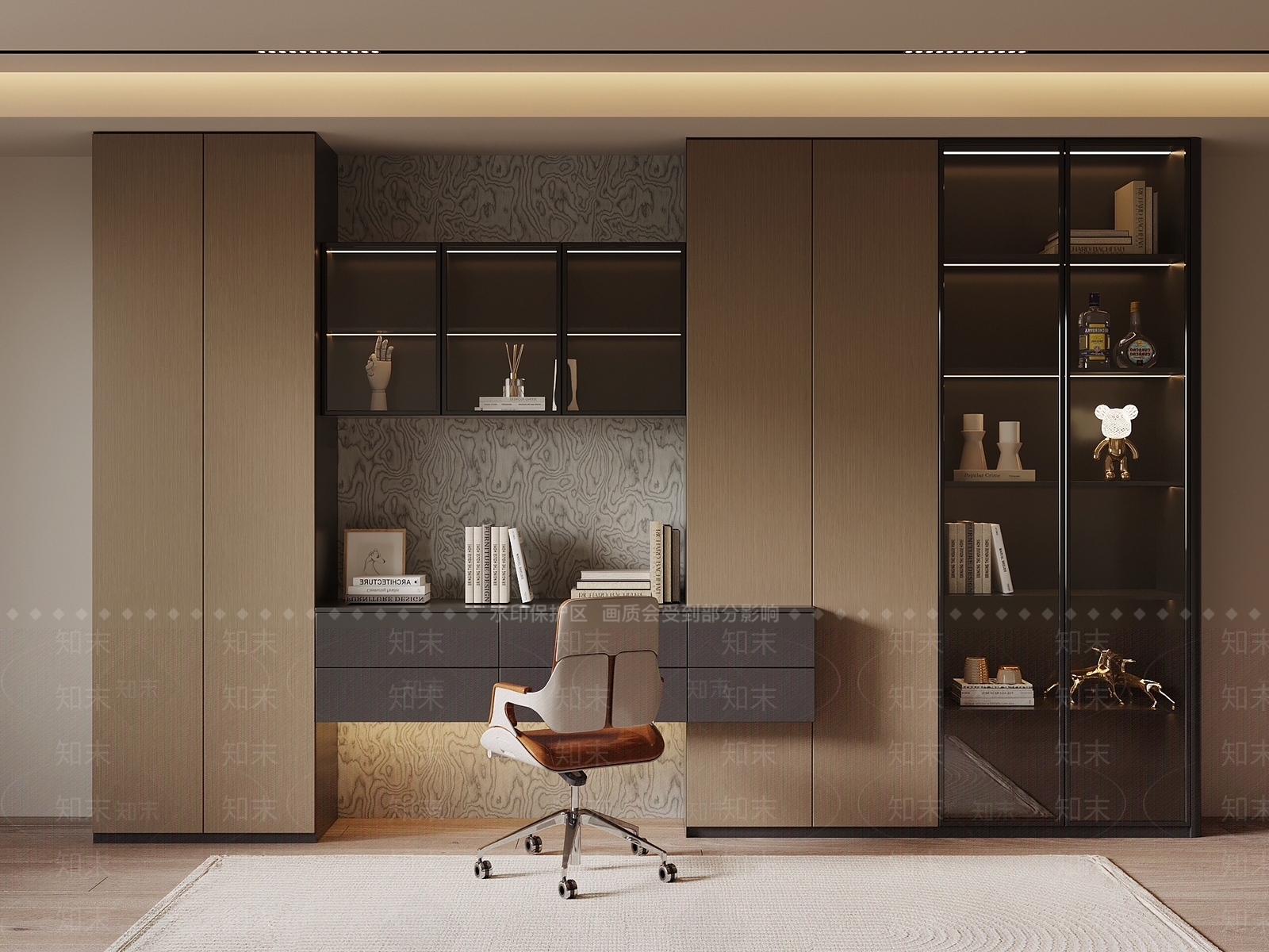 现代意式书柜SU模型下载【ID:1195908073】