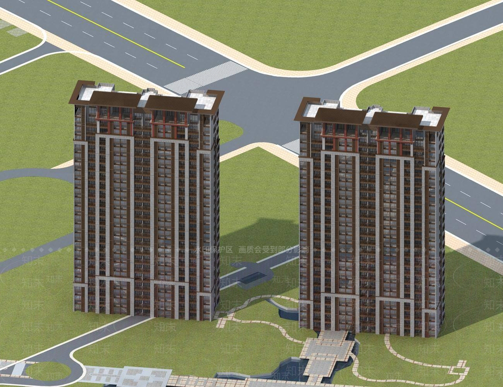 现代高层住宅3D模型下载【ID:1195908990】