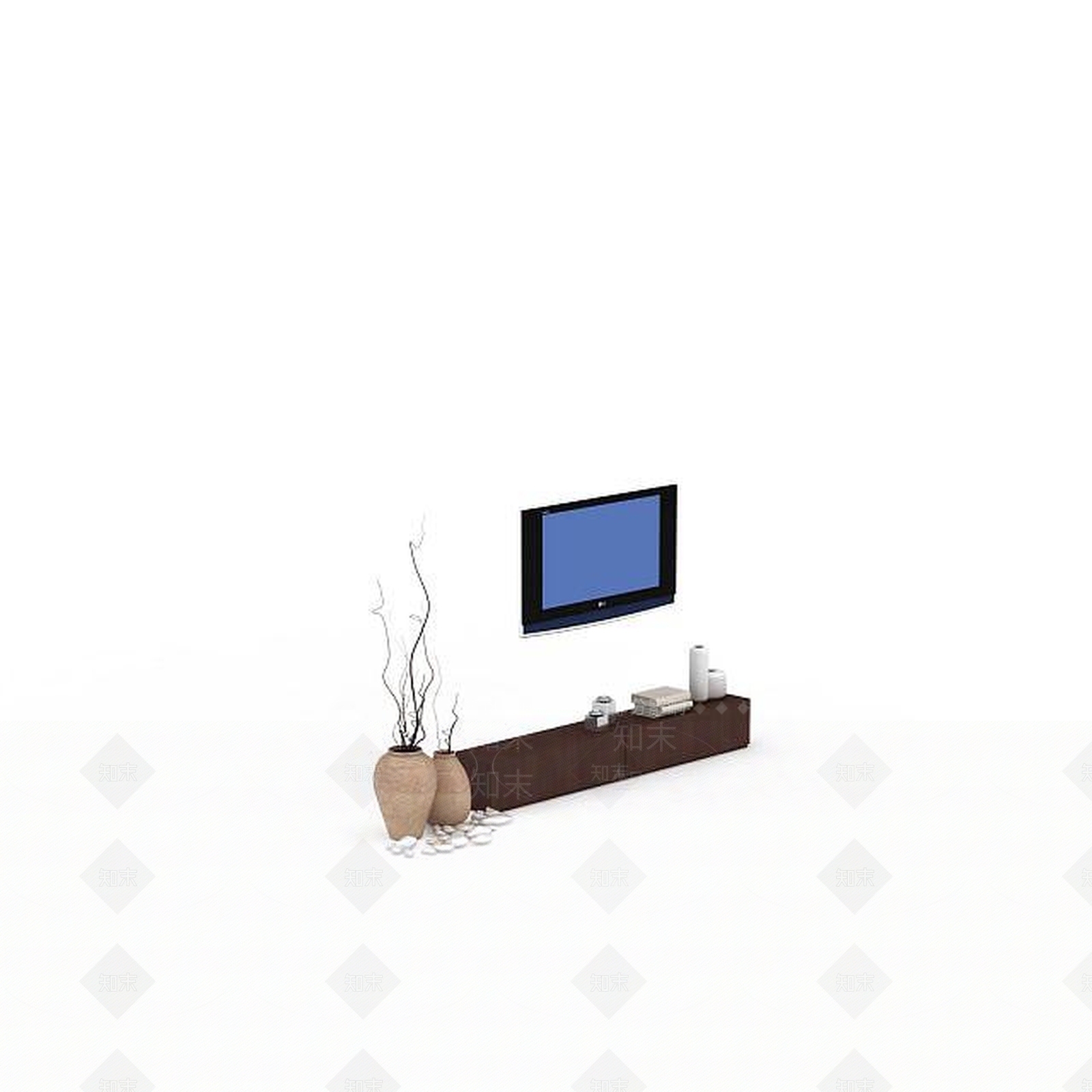现代灰色简约电视柜3D模型下载【ID:1195912013】