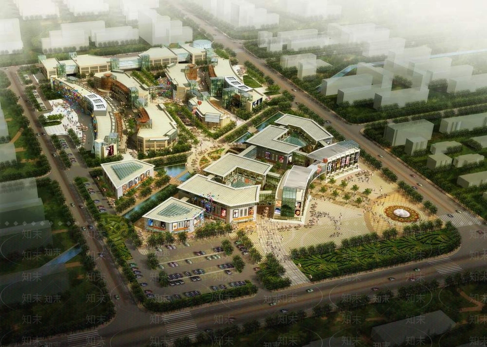 现代商业街3D模型下载【ID:1195912472】