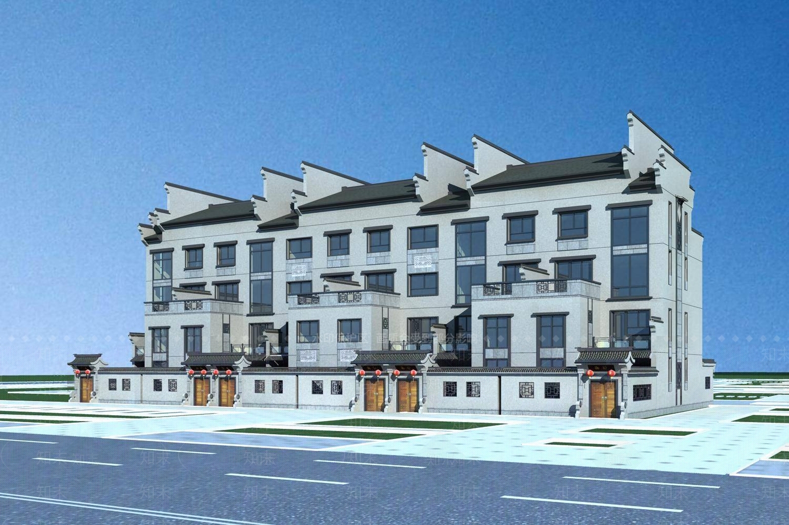中式高层住宅3D模型下载【ID:1195912842】