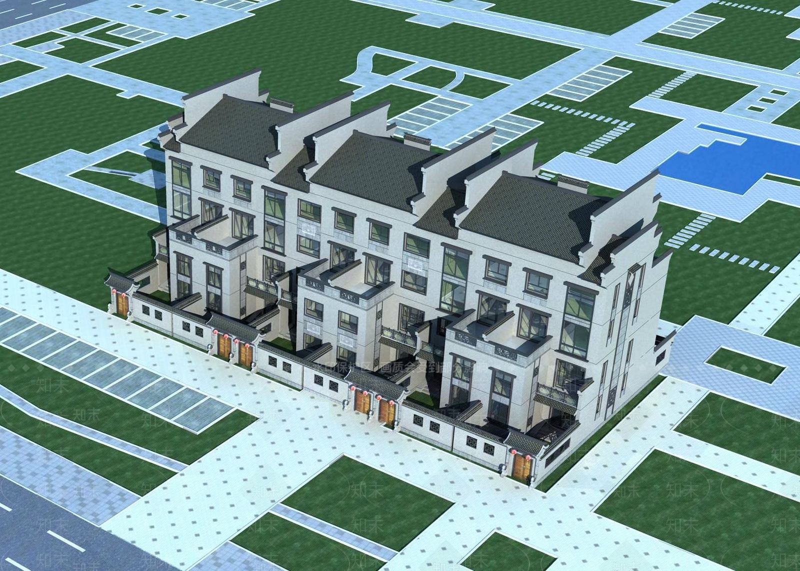中式高层住宅3D模型下载【ID:1195912842】