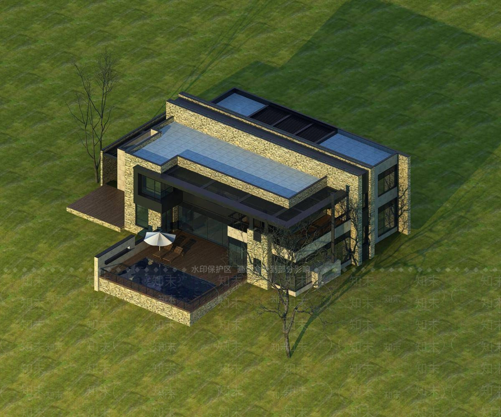 现代别墅外观3D模型下载【ID:1195913542】