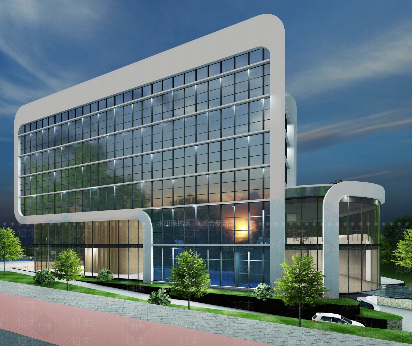 现代办公建筑SU模型下载【ID:1195950781】