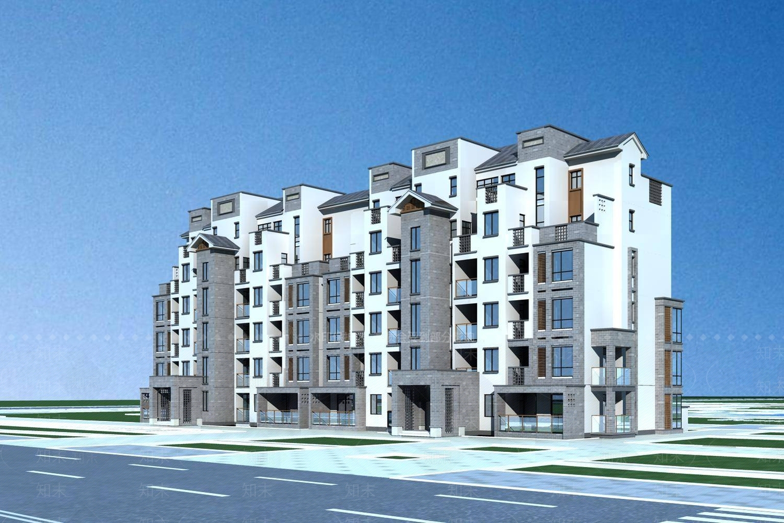 中式高层住宅3D模型下载【ID:1195914036】