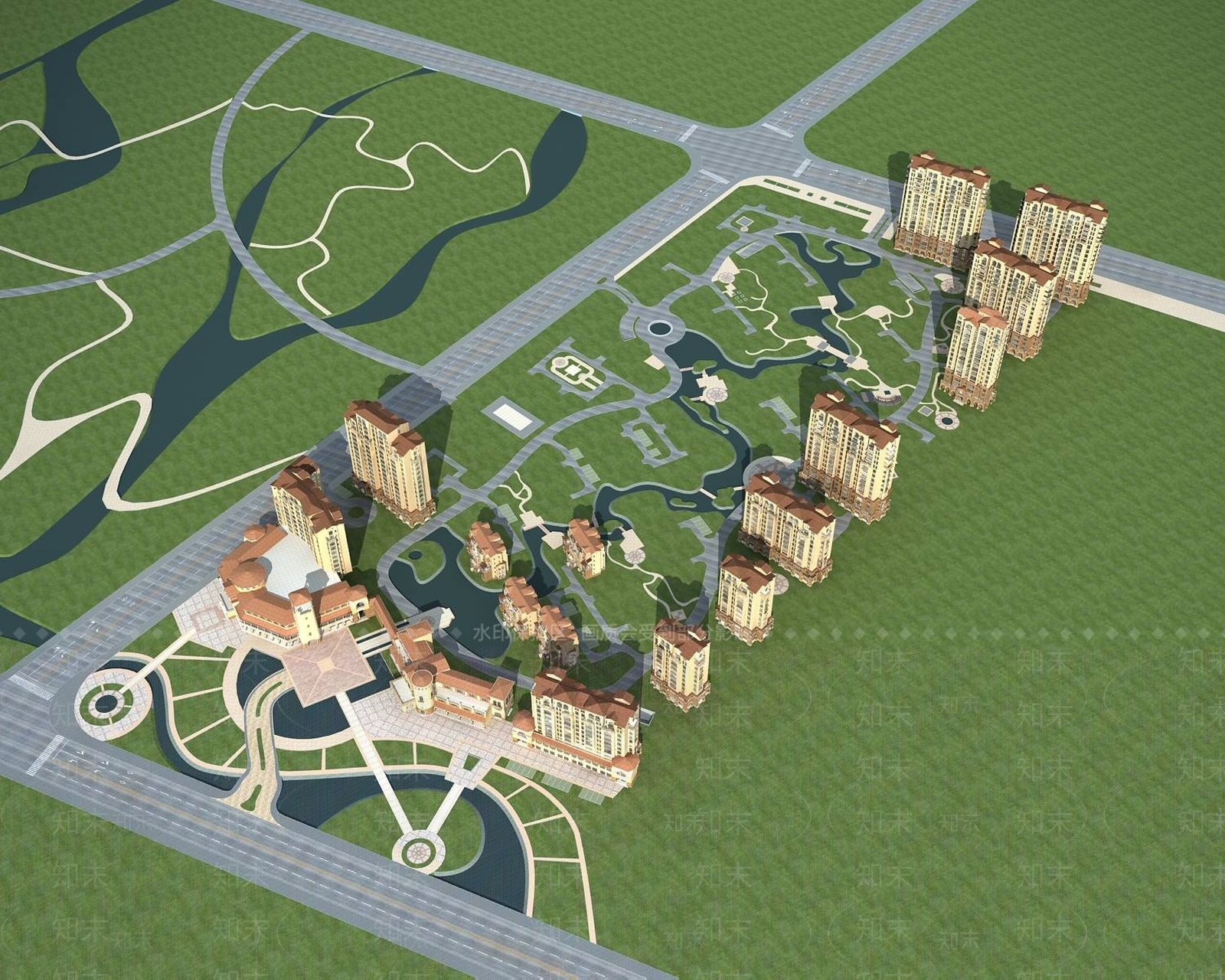 欧式高层住宅3D模型下载【ID:1195915294】