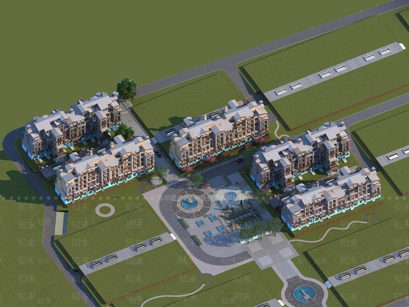 欧式高层住宅3D模型下载【ID:1195916548】