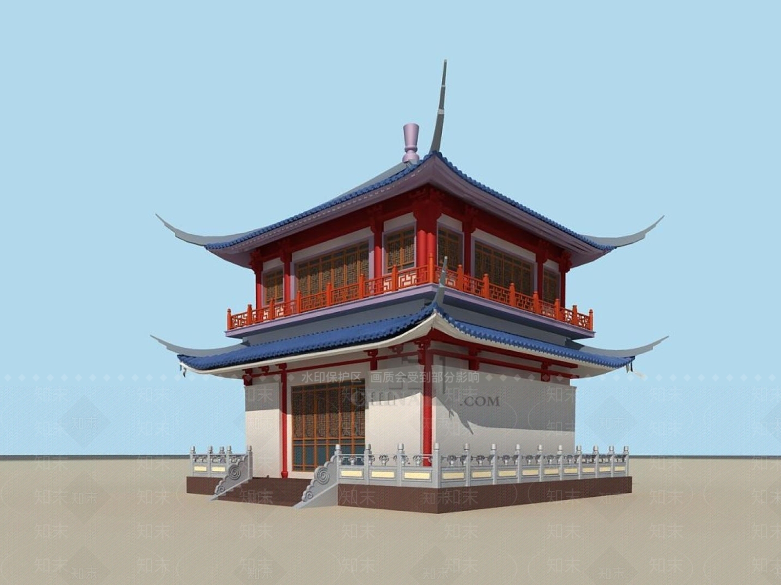 中式古建3D模型下载【ID:1195917695】