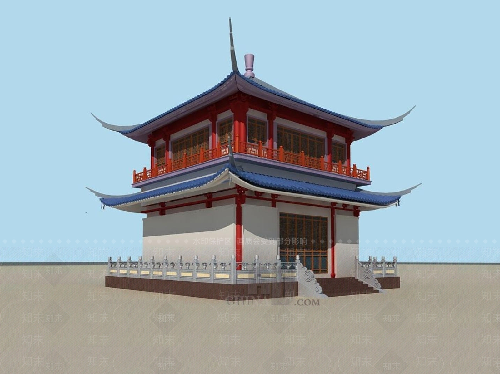 中式古建3D模型下载【ID:1195917695】