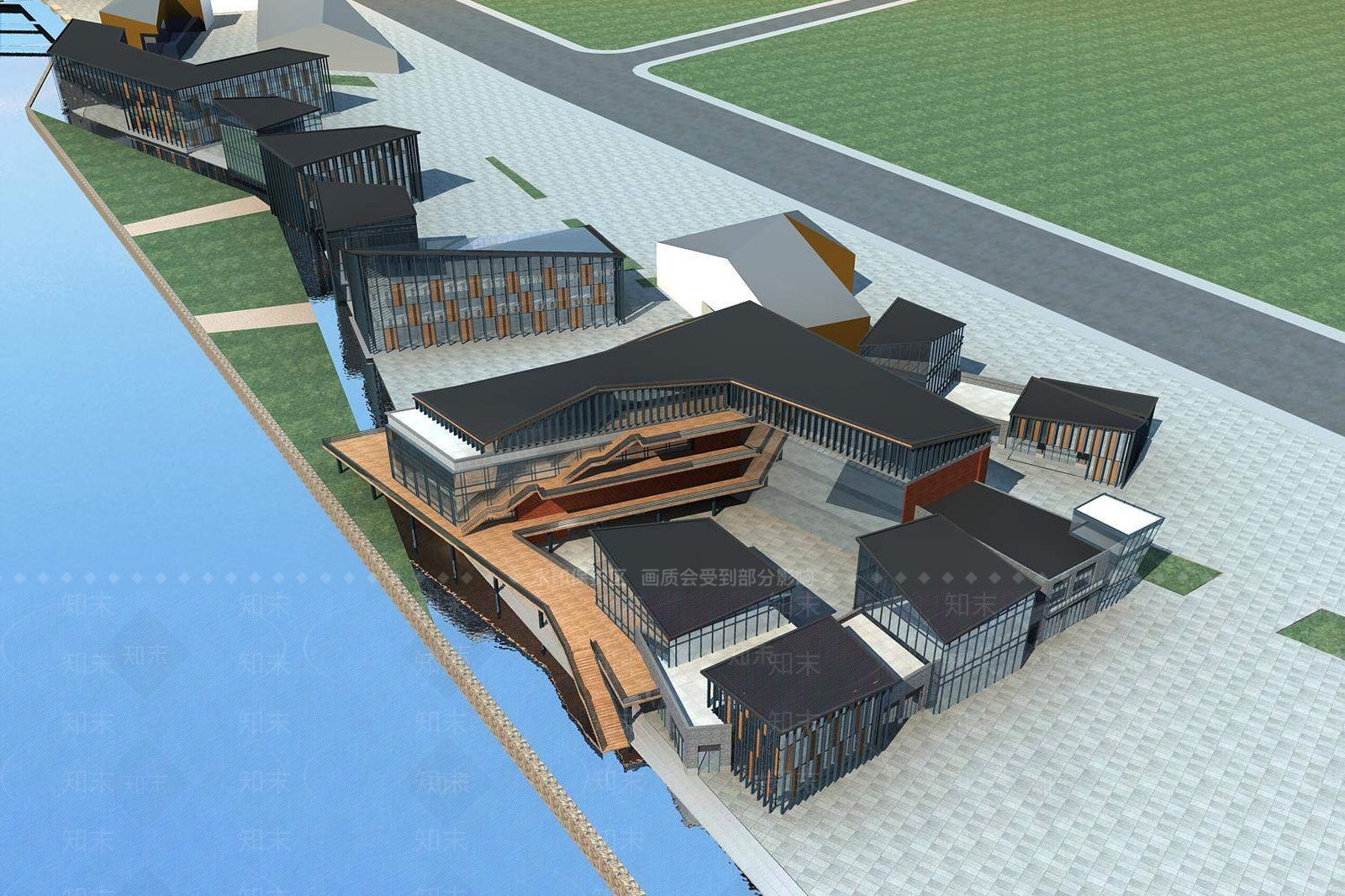 现代商业街3D模型下载【ID:1195918994】