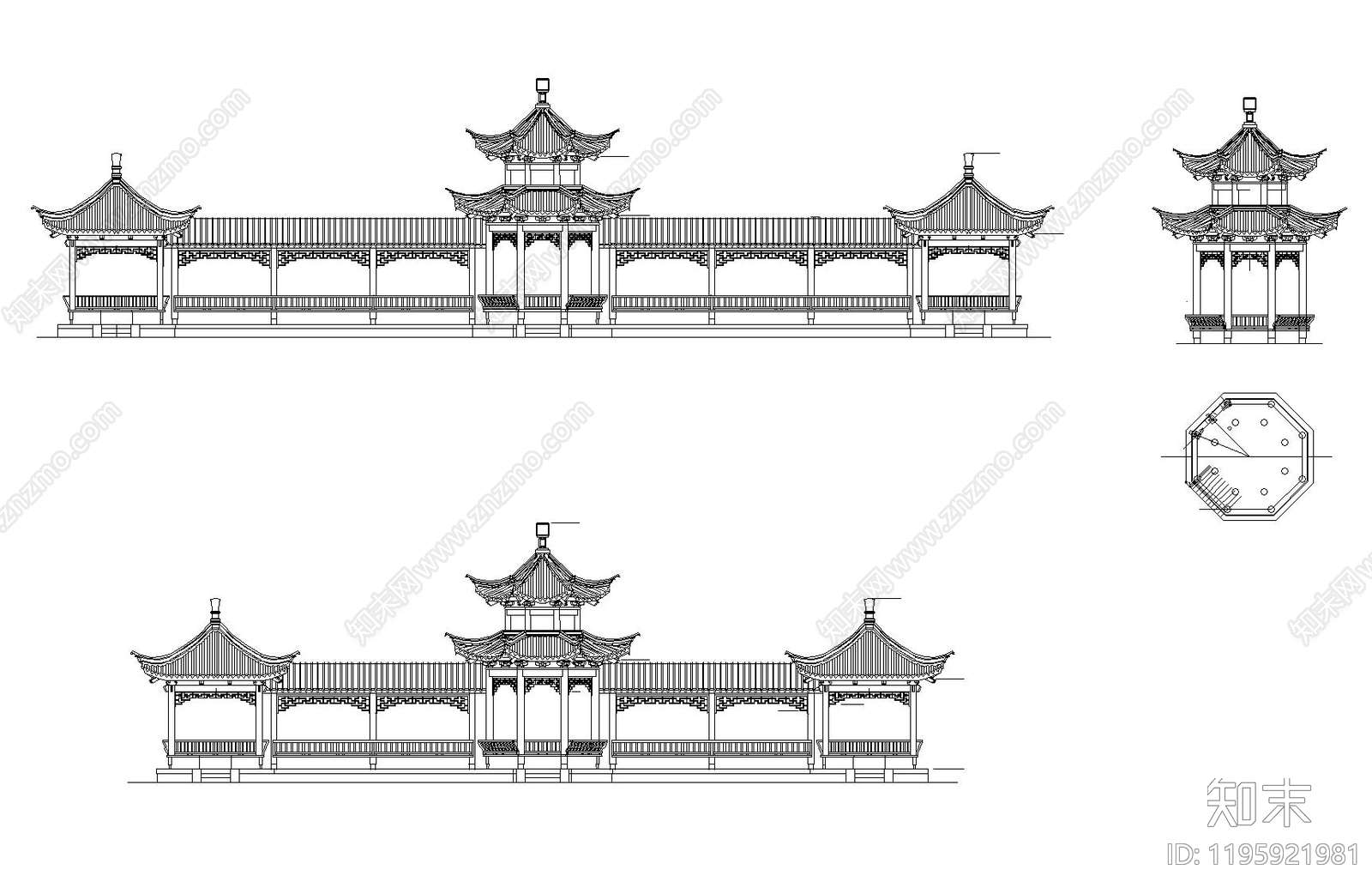 中式现代亭子施工图下载【ID:1195921981】