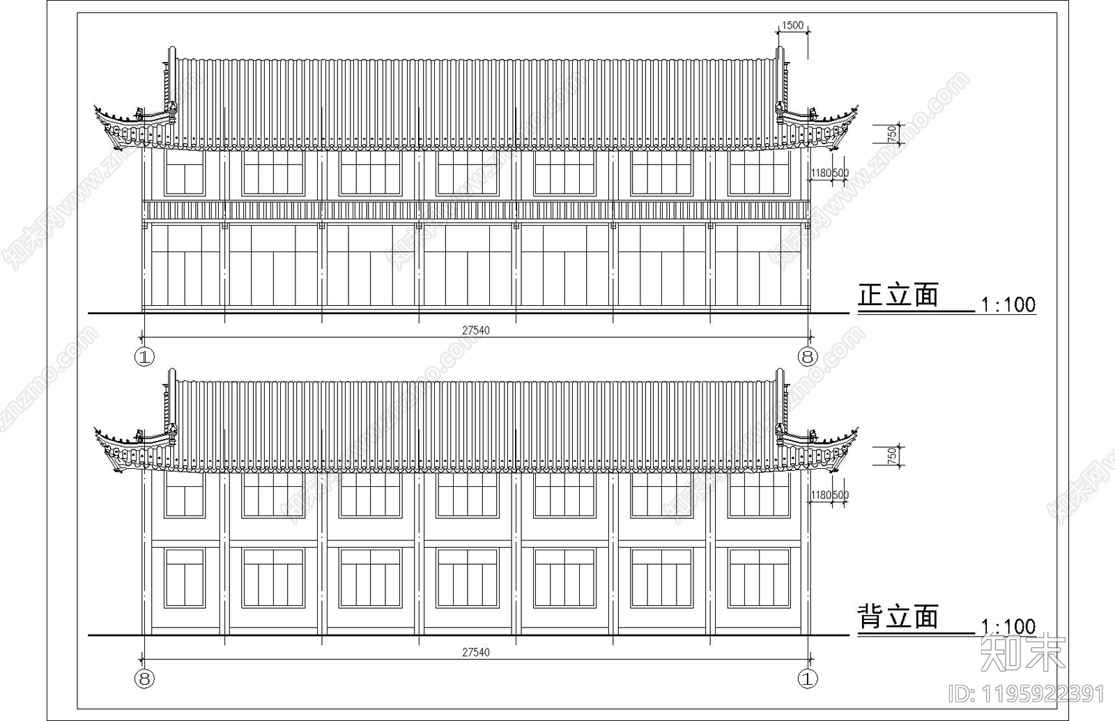 仿古建筑施工图下载【ID:1195922391】