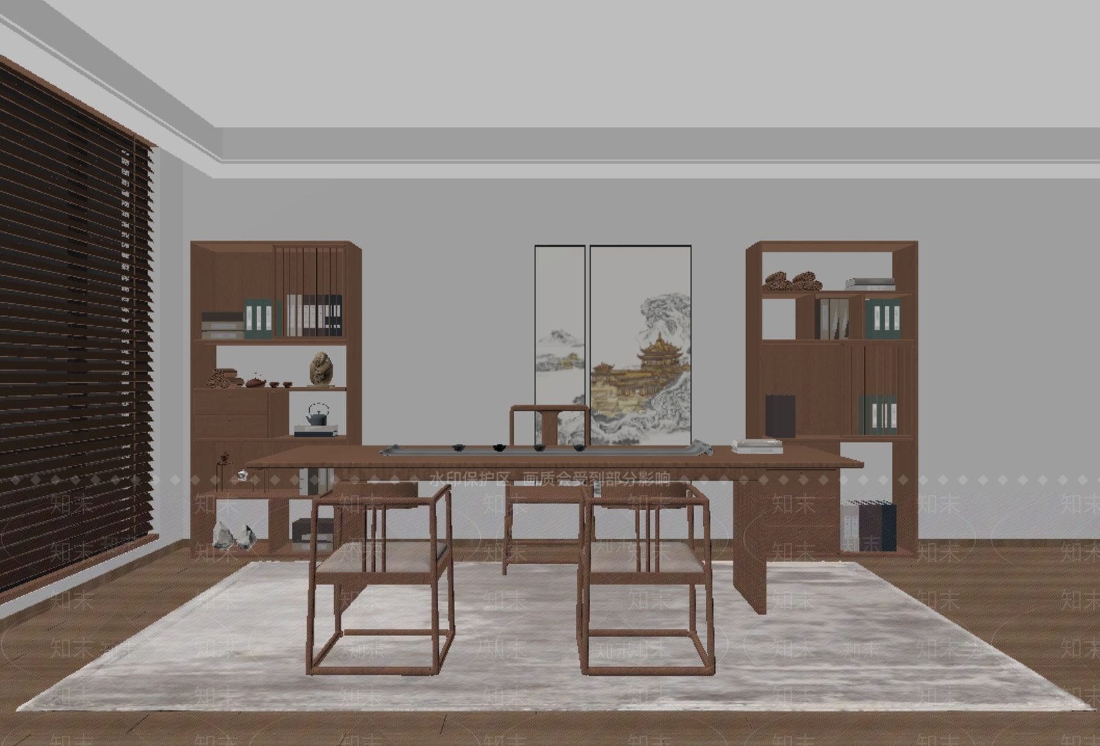 新中式茶室SU模型下载【ID:1195924268】