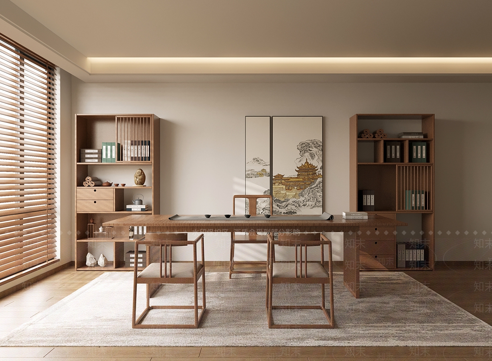新中式茶室SU模型下载【ID:1195924268】