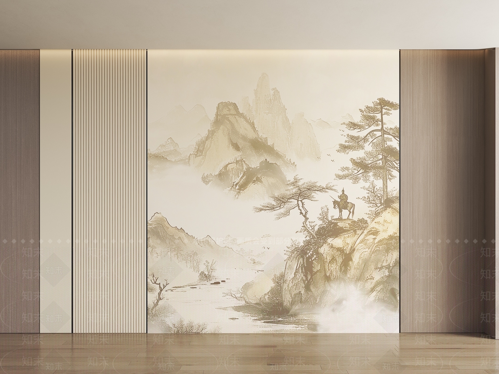 新中式背景墙SU模型下载【ID:1195924426】