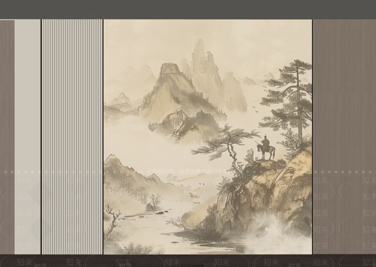 新中式背景墙SU模型下载【ID:1195924426】