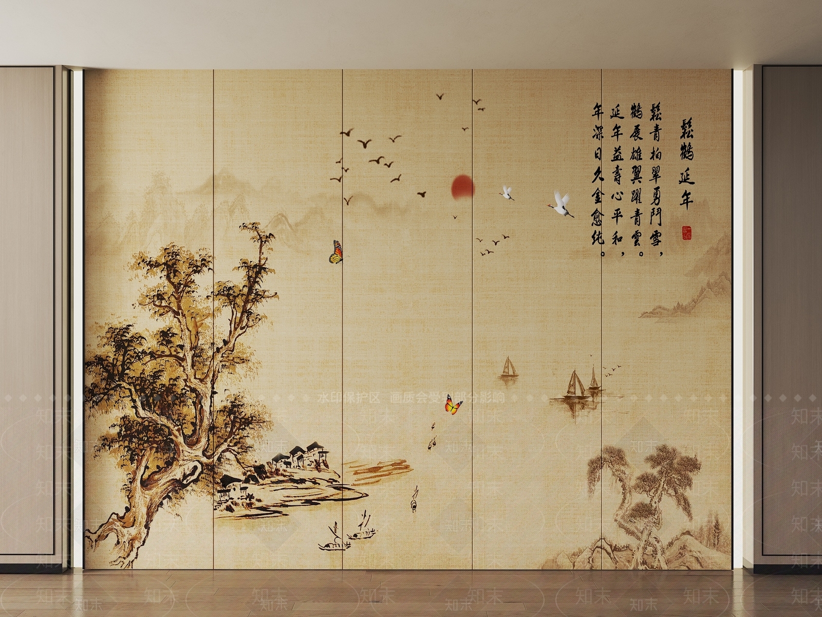 新中式护墙板3D模型下载【ID:1195924763】