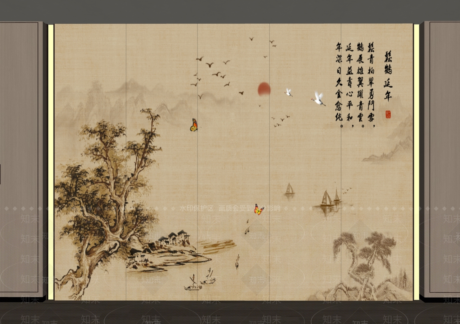 新中式背景墙SU模型下载【ID:1195924747】