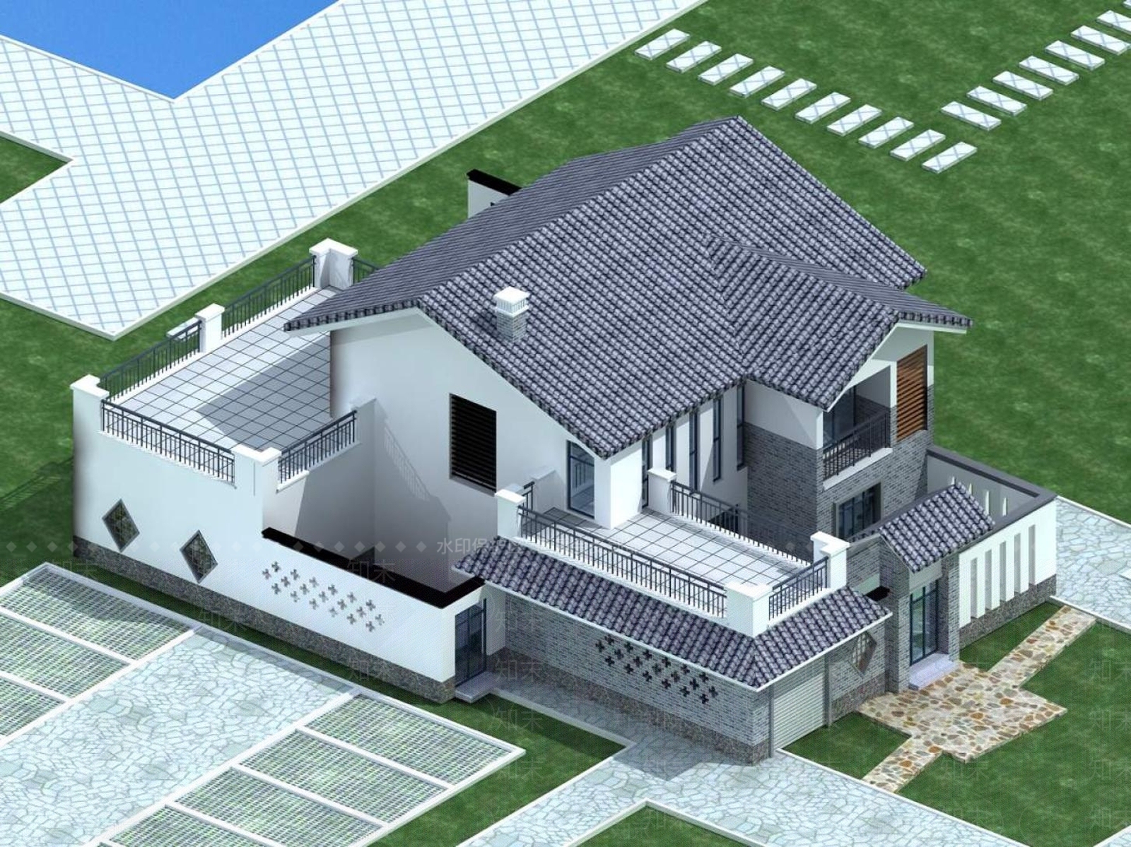现代别墅外观3D模型下载【ID:1195924814】