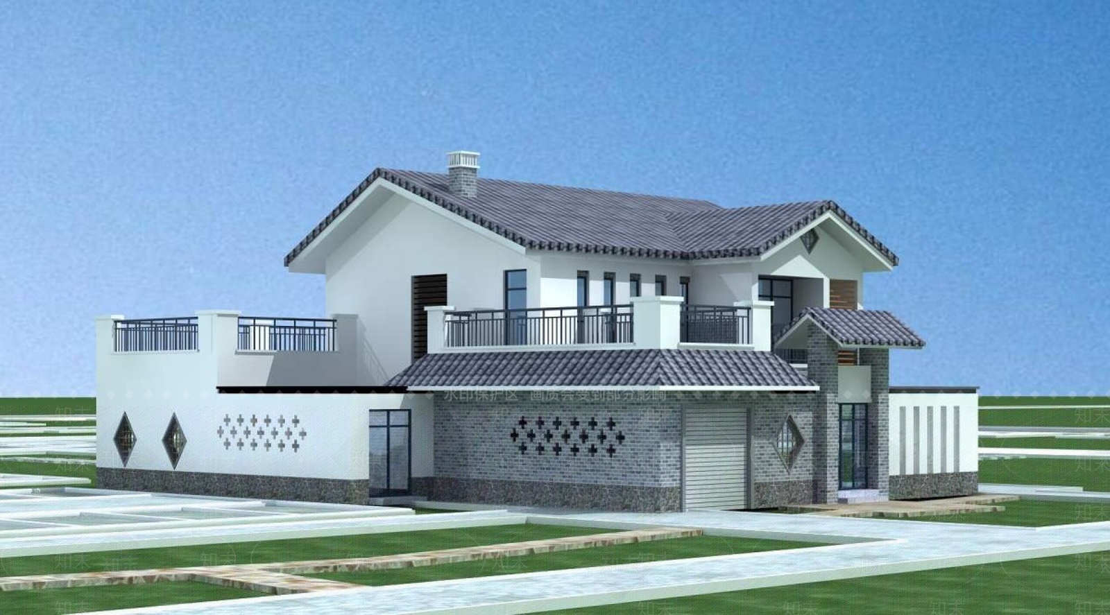 现代别墅外观3D模型下载【ID:1195924814】