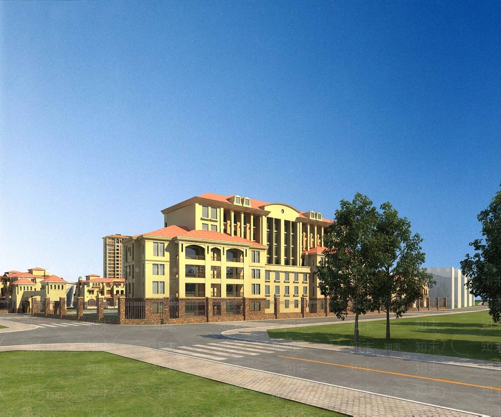 欧式别墅外观3D模型下载【ID:1195924926】