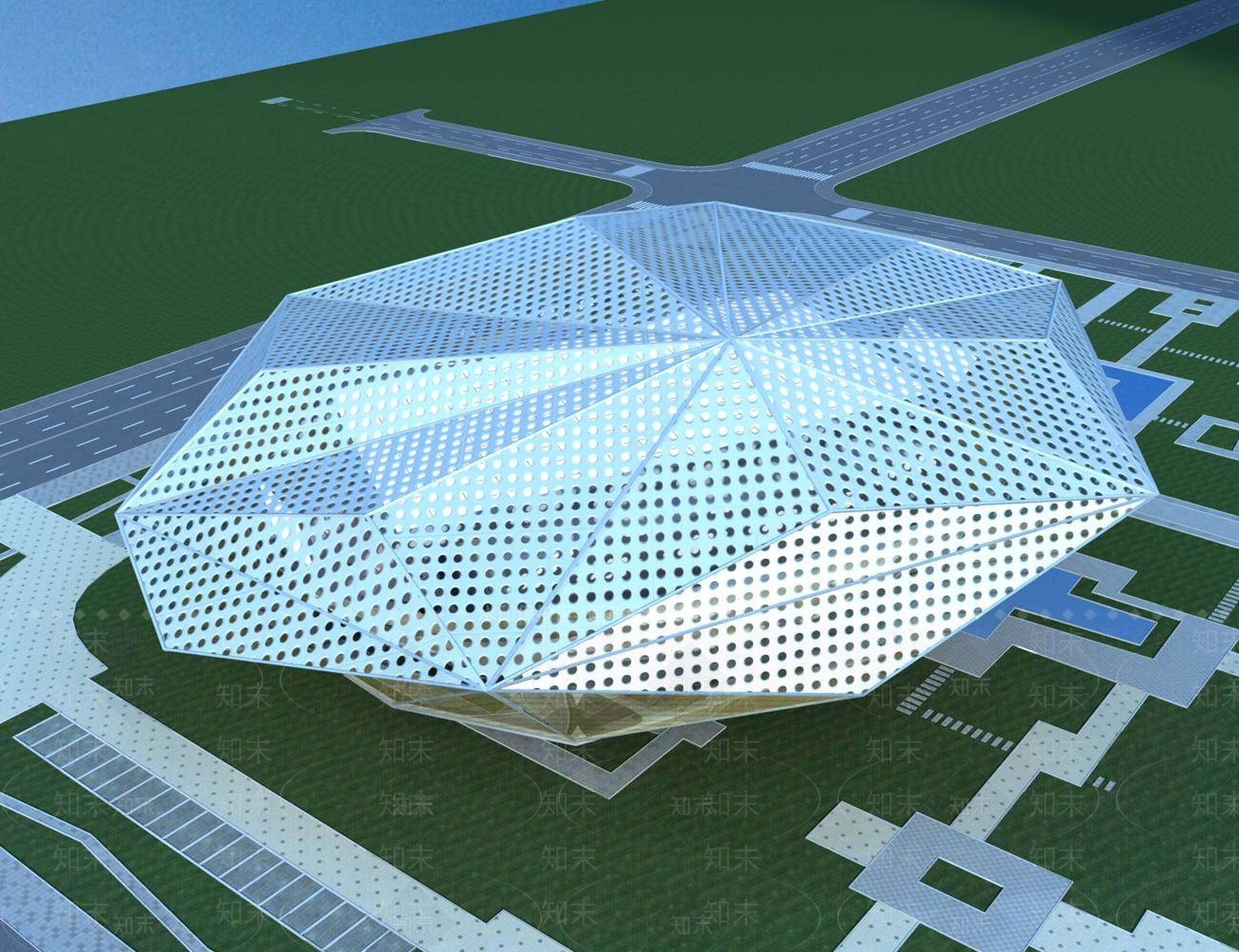现代体育馆外观3D模型下载【ID:1195925041】