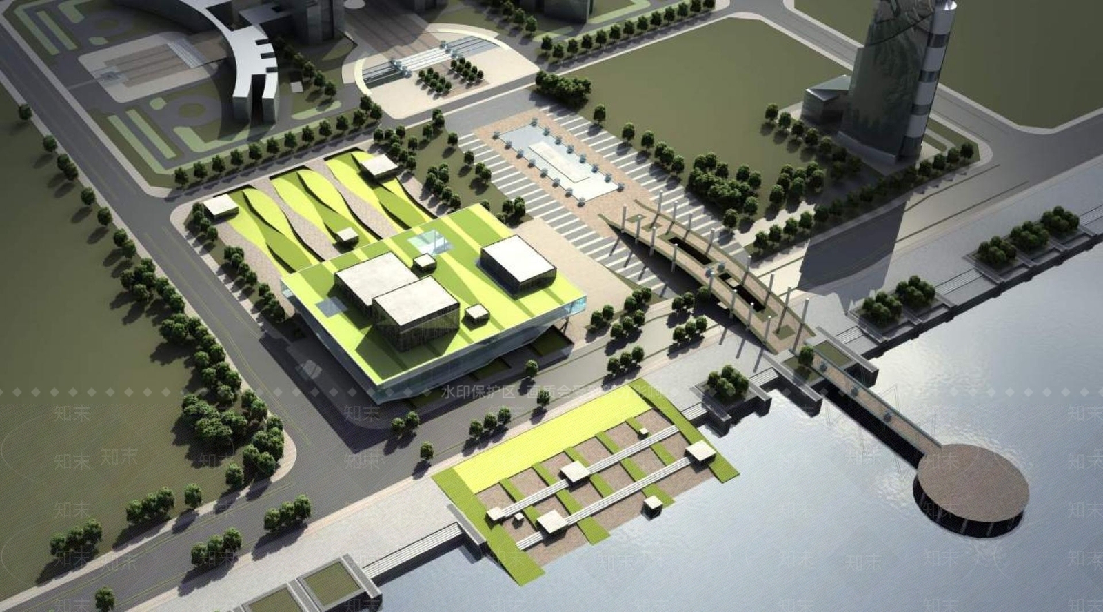 现代图书馆外观3D模型下载【ID:1195925046】