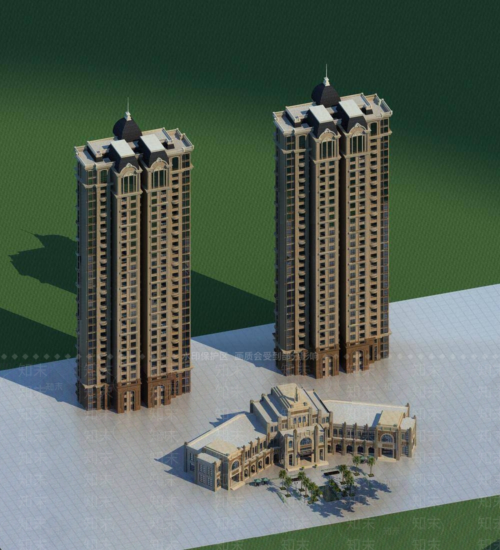 欧式高层住宅3D模型下载【ID:1195925451】
