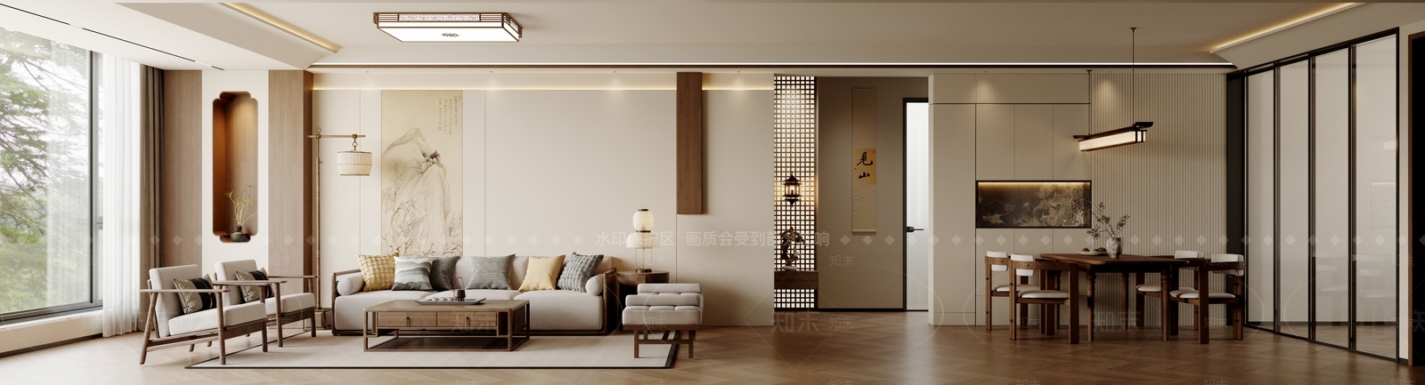 新中式中式宋式客餐厅3D模型下载【ID:1195926124】