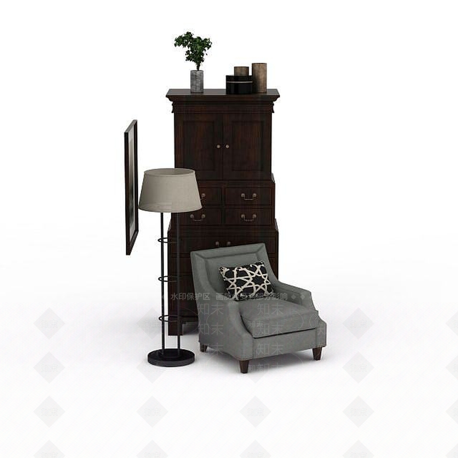 现代双人沙发3D模型下载【ID:1195928370】